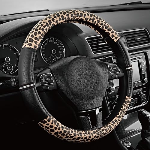 Road Comforts Leoparden-Lenkradbezug – aus PVC-Leder – rutschfest, universelle P