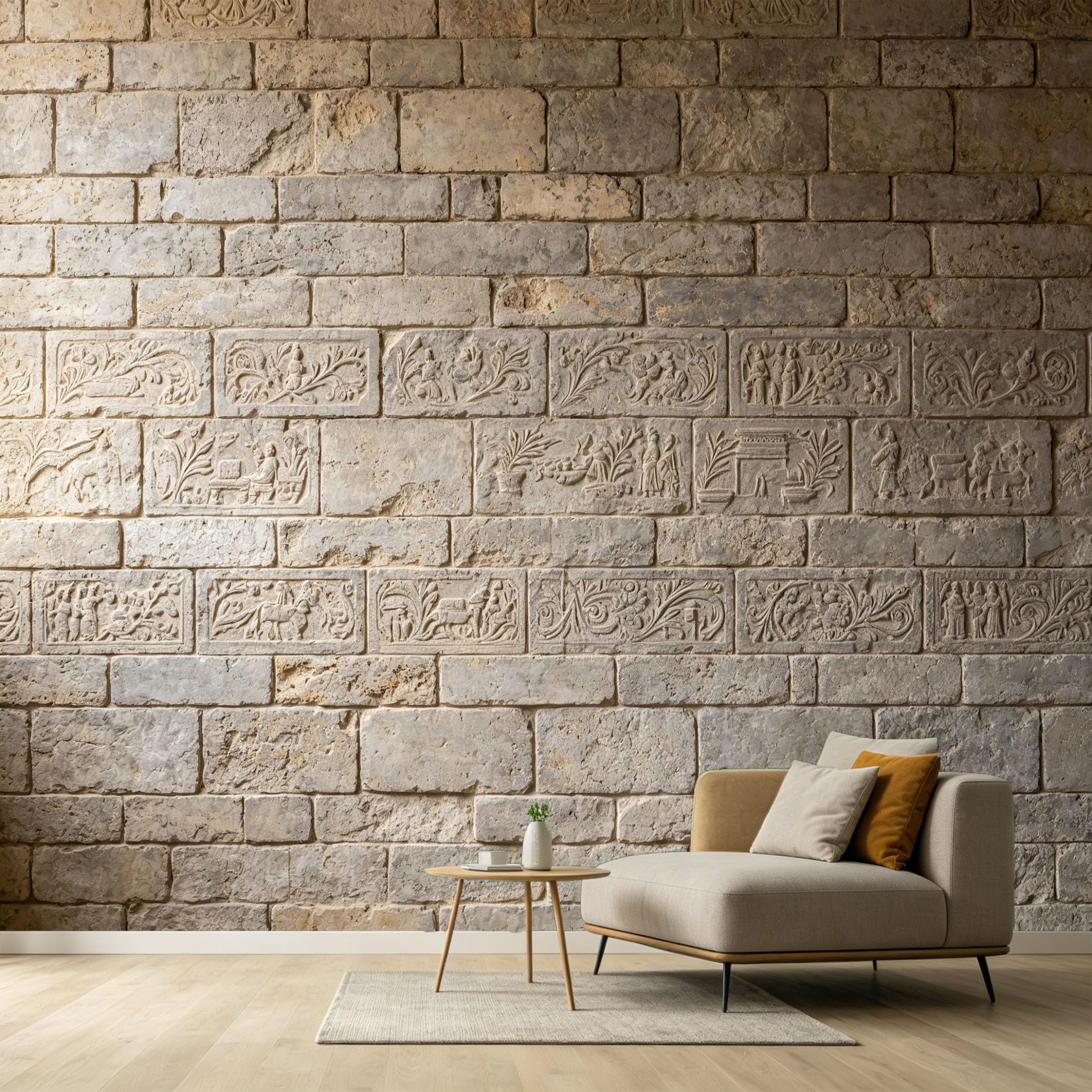 Custom Size Wall Murals Stone Brick Texture 3D Trompe L'Oeil Vintage Architectural Carving SelfAdhesive Wall Fabric Removable Large Wallpaper for Photo Living Room