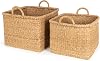 Olly & Rose Large Set 2 Premium Woven Seagrass Handmade Storage Baskets Square 45 and 40cm Large Premium Laundry Baskets and Display Versatile Natural