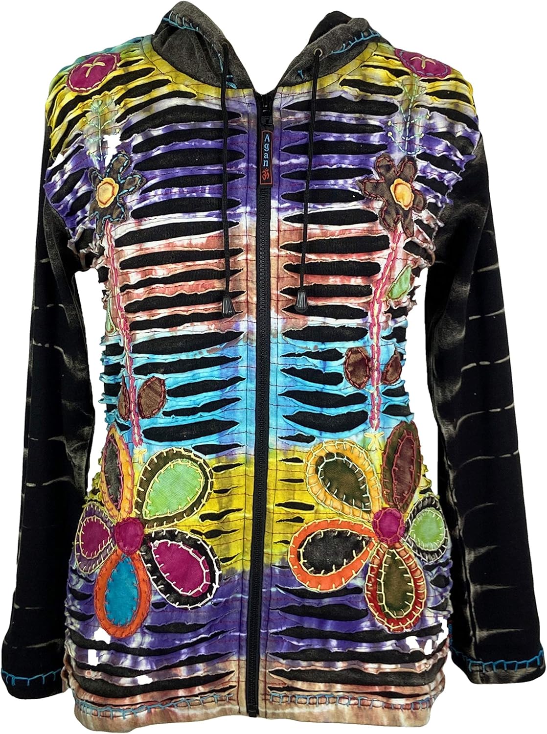 Agan Traders 2026 Boho Zip Up Jackets for Women - Tie Dye Patched Distressed Lightweight Women's Hoodie Sweatshirts - Image 6