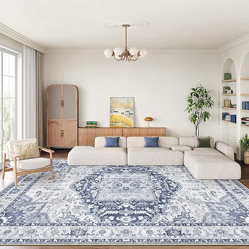 Miniatura 32 de Alfombras de área de 5 x 7, ultrafina, lavable, resistente a las manchas, antideslizantes, para sala de estar, dormitorio, alfombra vintage para 02