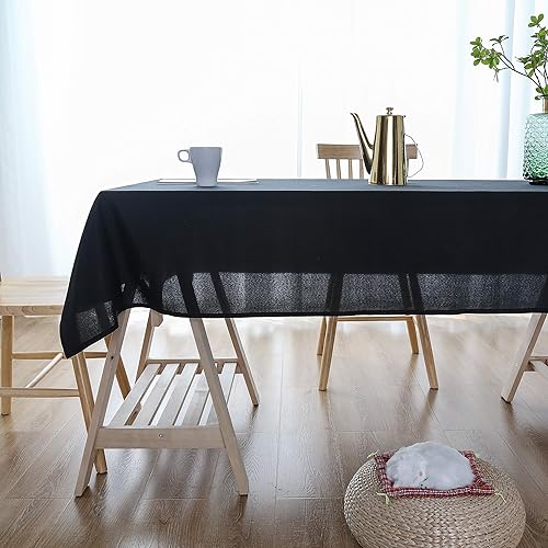 Miniatura 9 de Lespoir Manteles de algodón para mesas rectangulares, mantel de tela de algodón blanco de 54 x 102 pulgadas, manteles de algodón para mesas