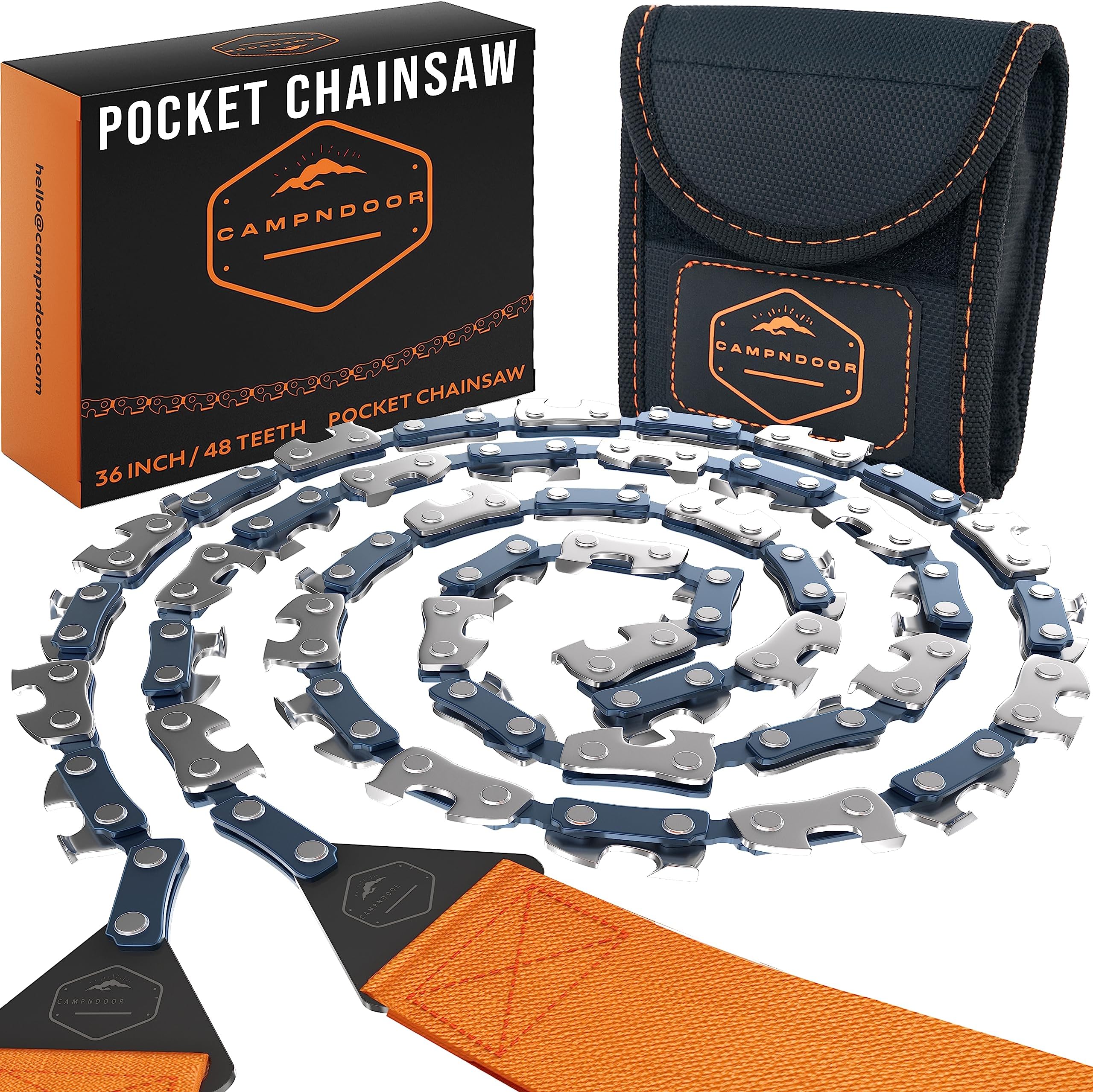 Pocket Chainsaw Survival Gear Supplies - Hand Chain Saw for Camping, Hiking & Backpacking - Manual Wire Saw for Trees - Portable Survival Equipment - Bushcraft Gear & Prepper Supplies Military