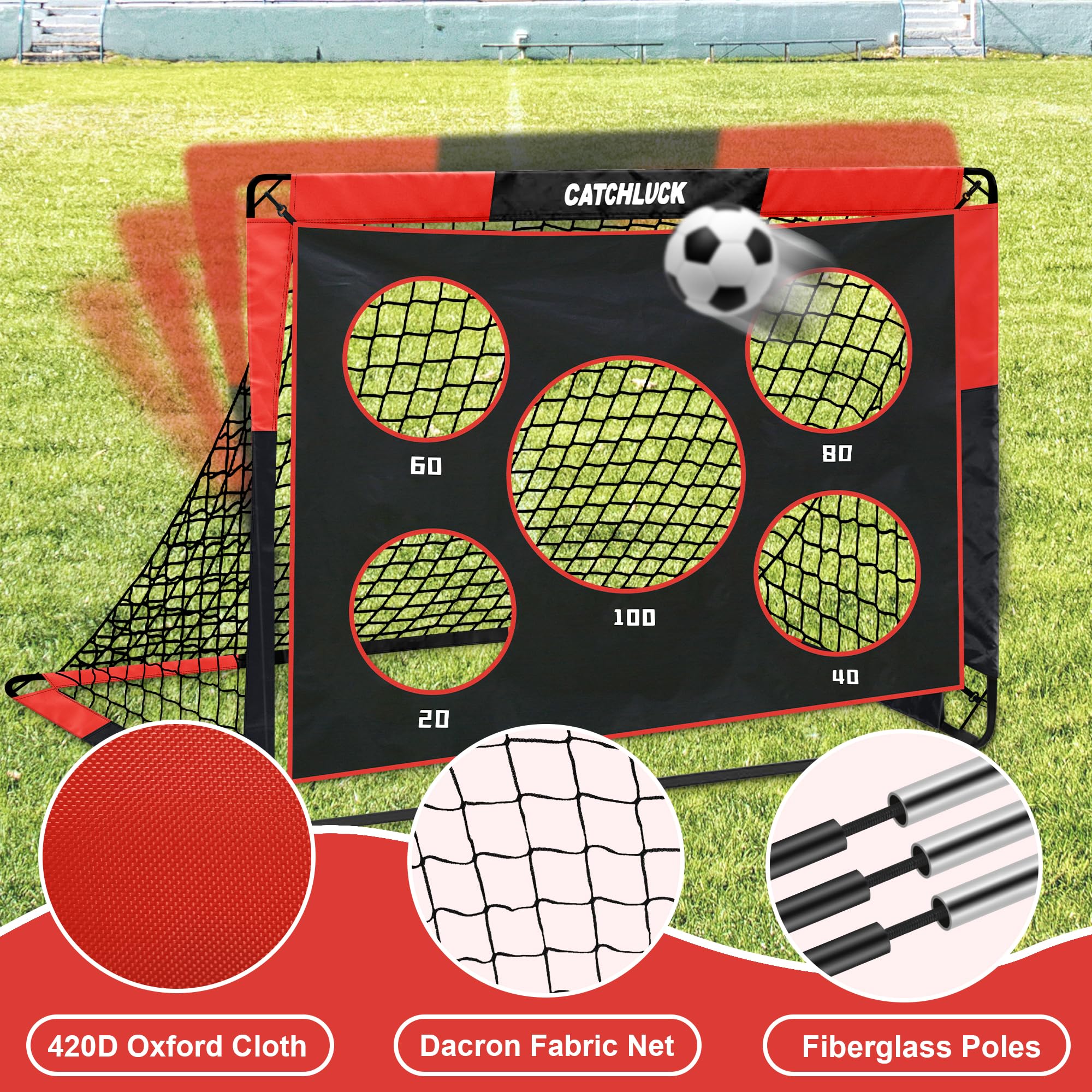 Portería de fútbol 2 en 1 para niños, portería de fútbol portátil para el jardín, portería de fútbol portátil con bolsa de transporte y estacas de acero con forma