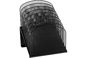 Safco Onyx Mesh 8-Tier Vertical Desktop Inclined File Folder Organizer-3258BL