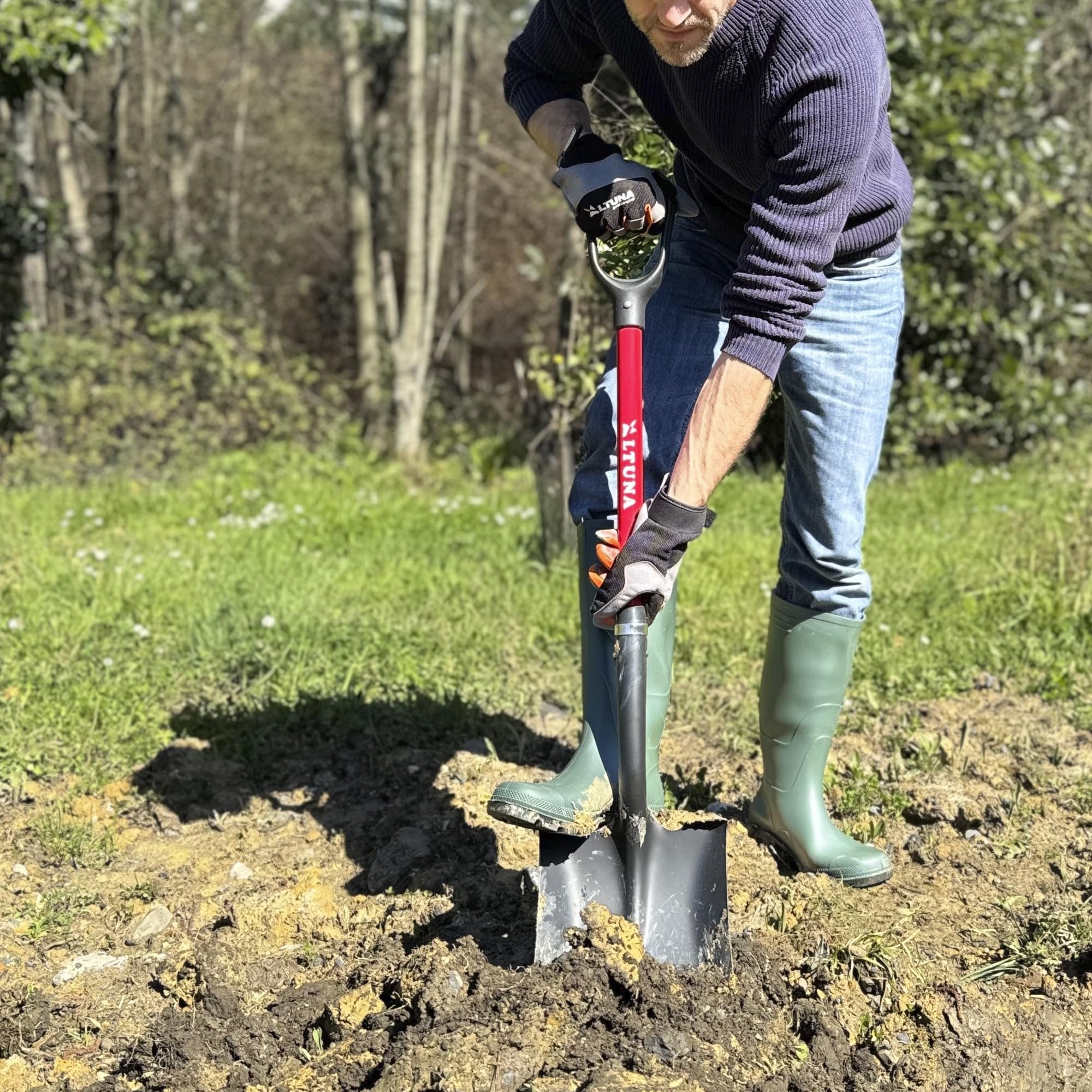 Altuna Pala di Giardinaggio di Alta Resistenza - 24 x 28 x 105 cm - Modello 8541F - Capacità Extra Forte con Manico in Fibra di Vetro - Ideale per Lavori e Agricoltura