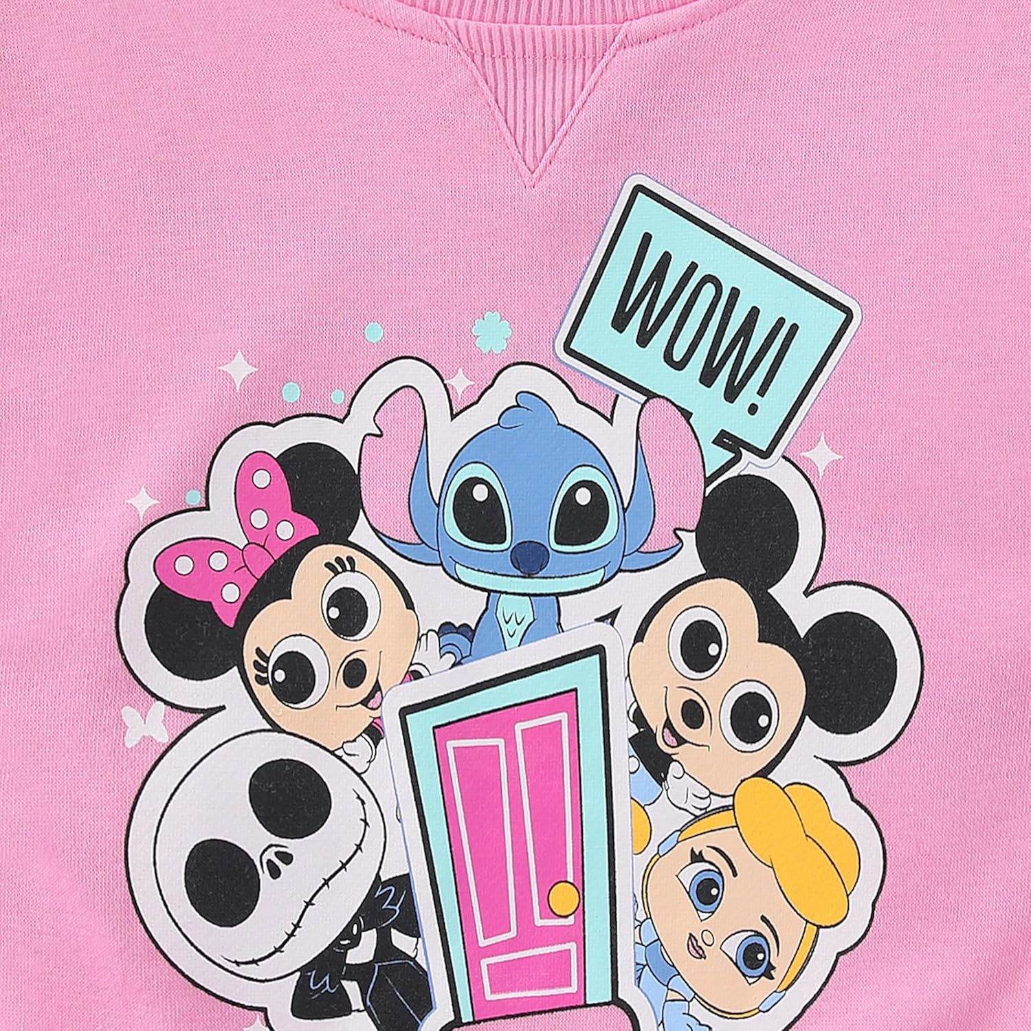 Disney Minnie Mickey Mouse Stitch Angel Cinderella Girls French Terry Sweatshirt and Skort Skirt 2 Piece Set for Big Kids - Image 6