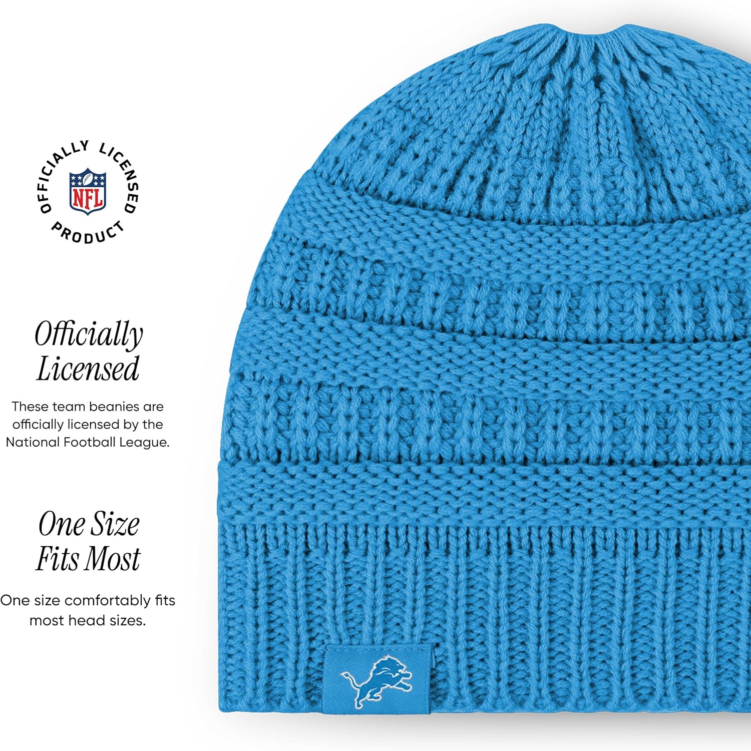 FOCO NFL Womens NFL Team Logo Solid Ponytail Beanie Hat