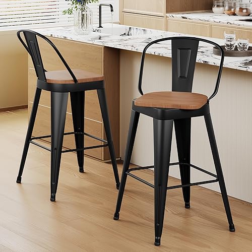 Aklaus Swivel Metal Bar Stools 24 inch Swivel Counter Height