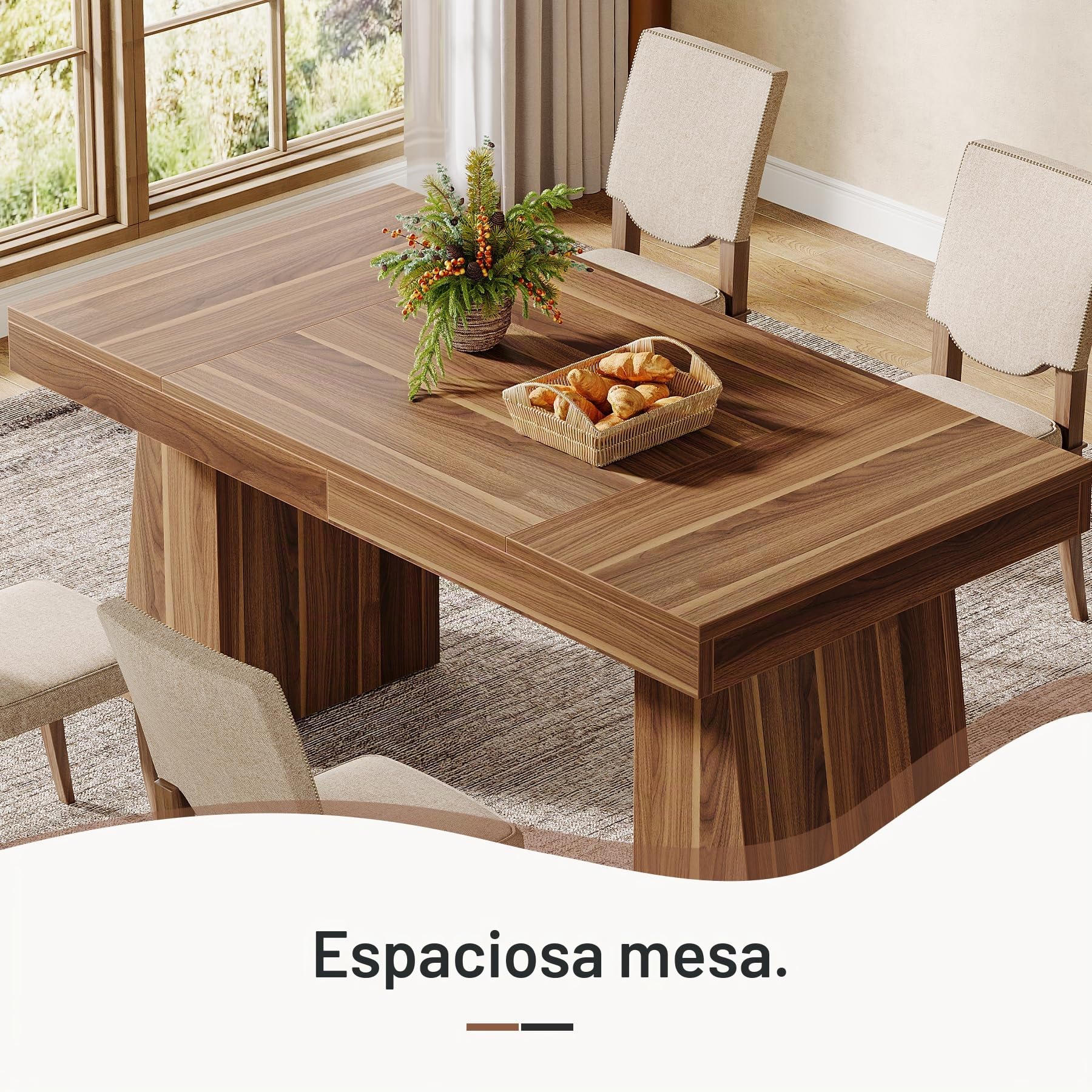 Tribesigns Mesa de Comedor 140 cm para 4-6 Personas, Mesa de Comedor Rectangular para Cocina, marrón