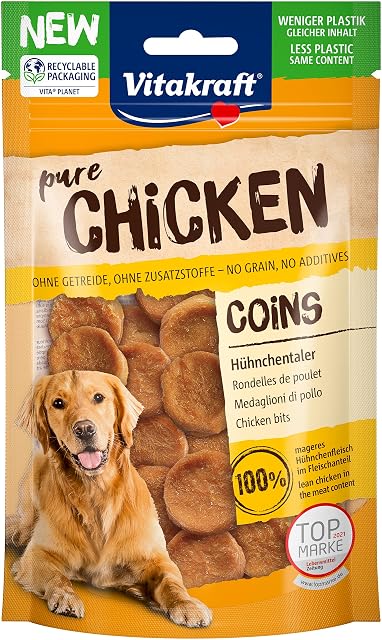 Foto 2 de 3 de Vitakraft Pure Chicken Coins, golosinas para perros, monedas de pollo, golosinas de adiestramiento para perros