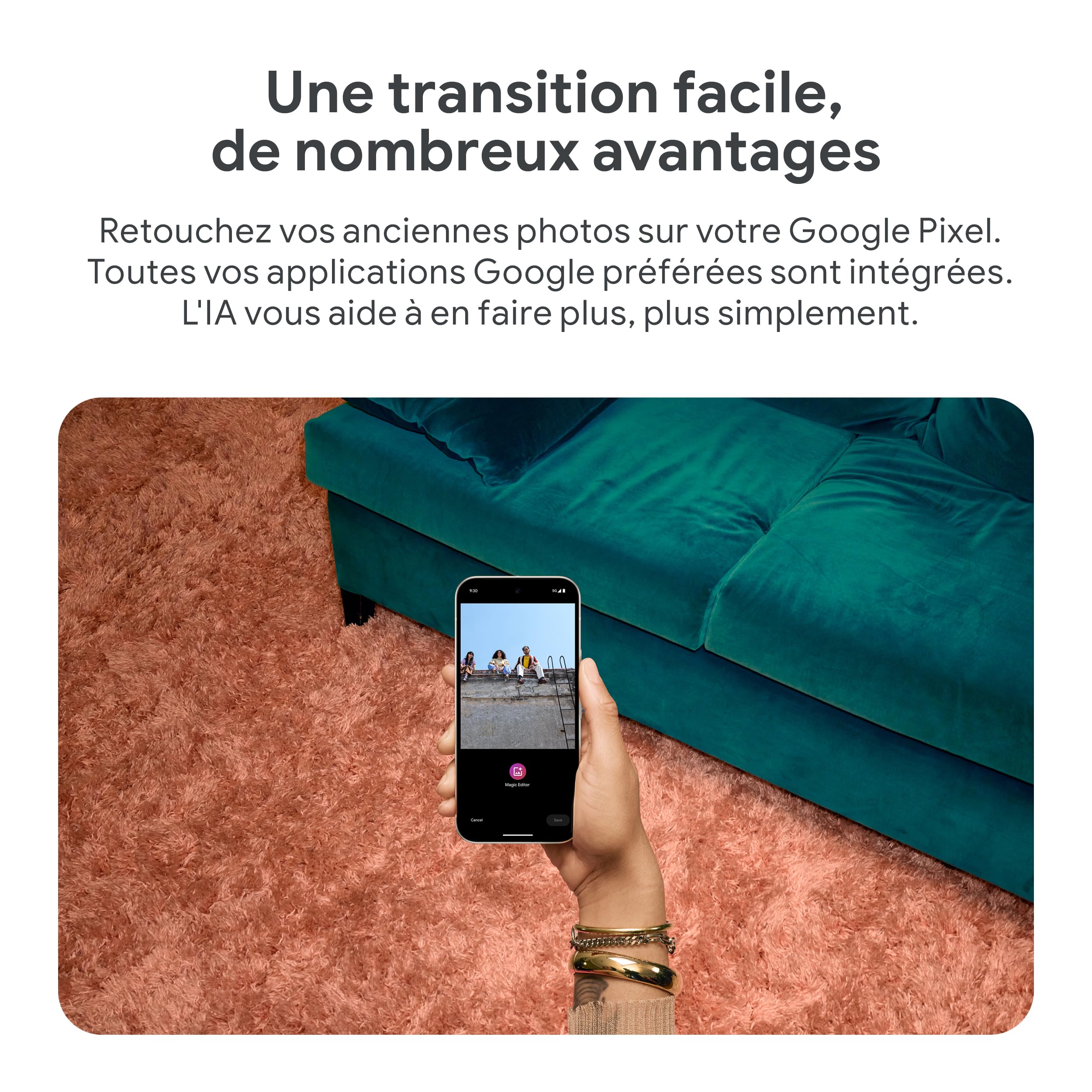 Google Pixel 9 – Smartphone Android débloqué avec Gemini, Appareil Photo avancé, 24 Heures d'autonomie et écran Actua 6,3 Pouces – Rose Pivoine, 128GB