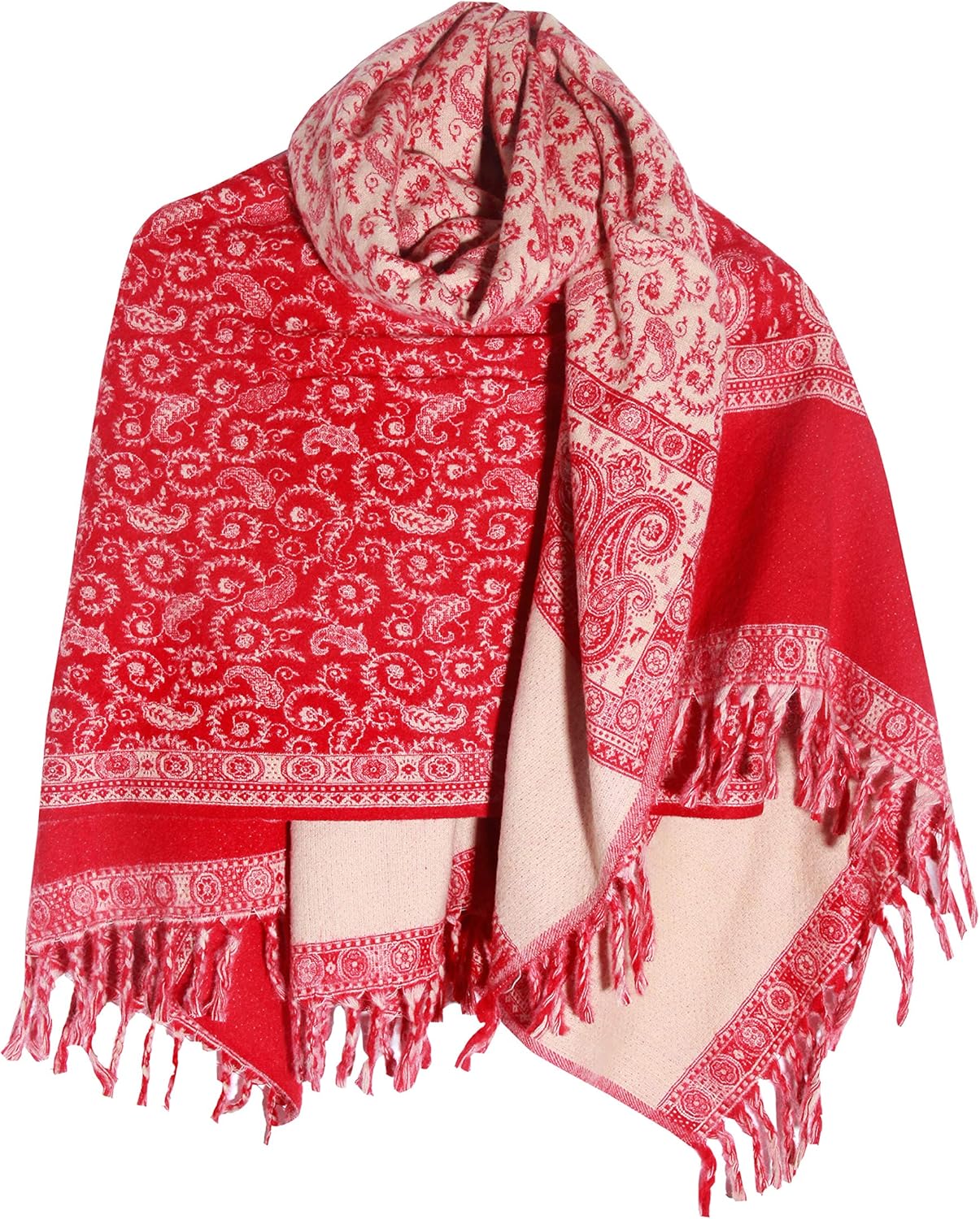TIBET LUXURY HANDMADE RED FLOWER PREMIUM QUALITY FASHION SCAR MADE OF YAK WOOL Shawl Blanket stole unisex Travel Wrap Meditation Soft gift for her