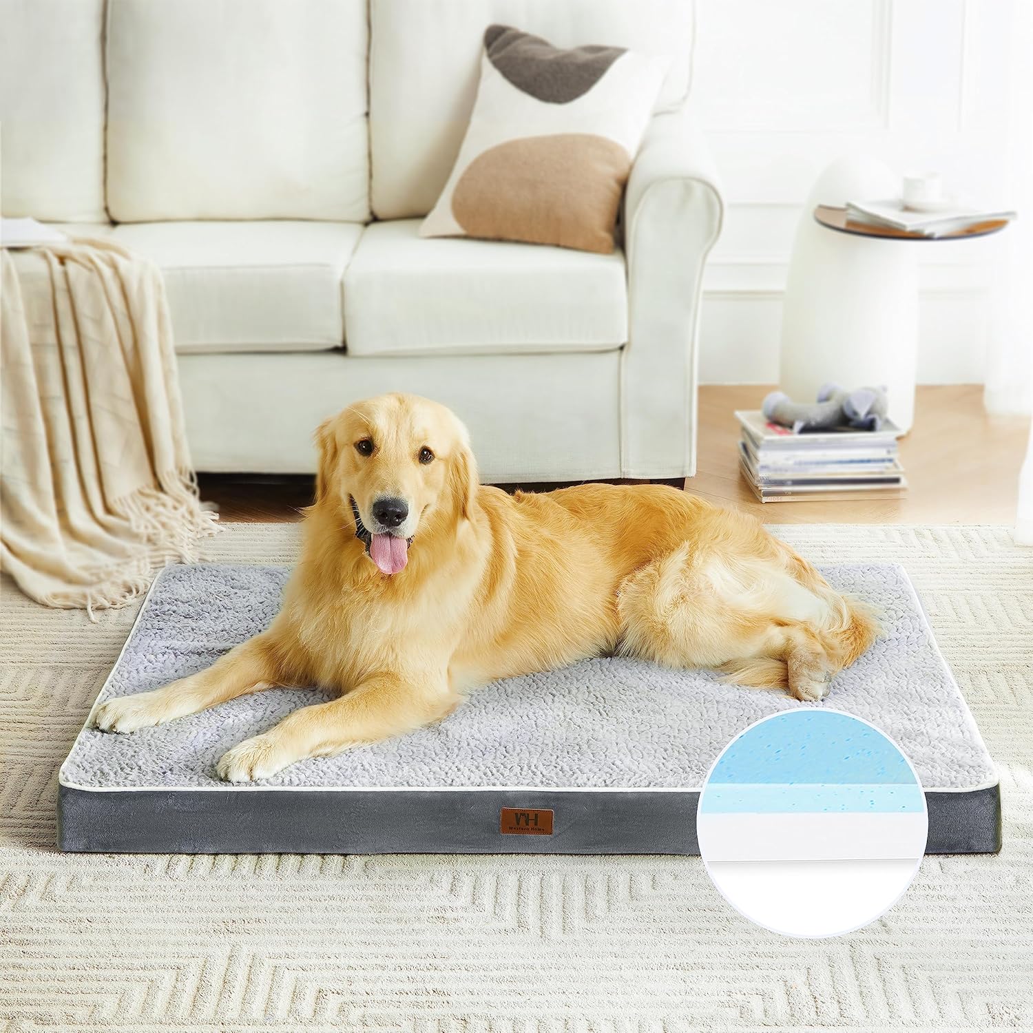 WESTERN HOME Memory Foam Orthopedic Dog Bed, Washable Dog
