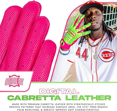 Miniatura 141 de Franklin Sports MLB - Guantes de bateo de béisbol CFX Pro para adultos + jóvenes, béisbol + sóftbol, varios tamaños + colores Negro/Negro