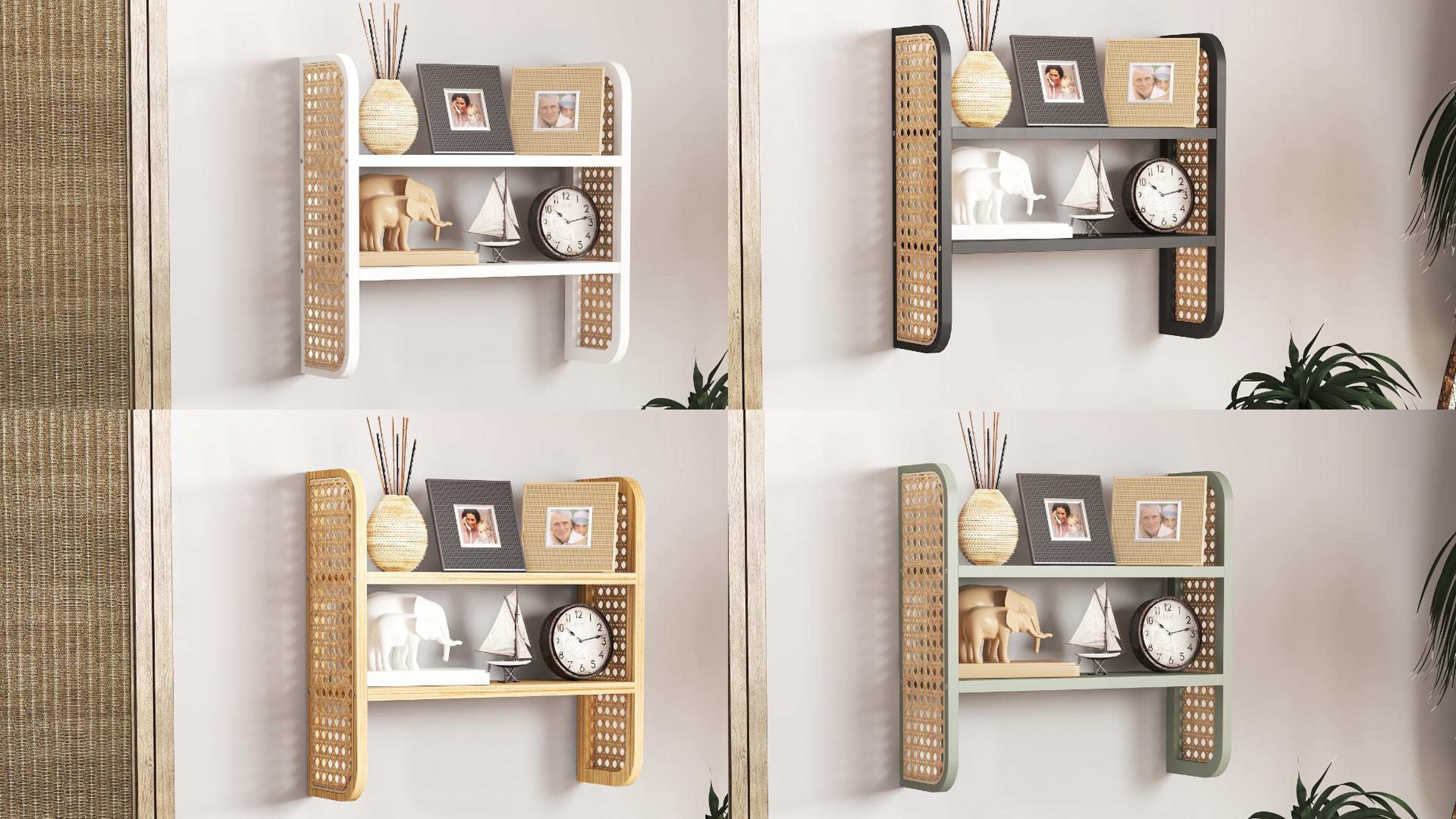 棚・シェルフ・ラック 70s Rattan shelf Amazon.com: LUPWNEKA Natural 2-Tier Rattan Shelf - Wall Mounted