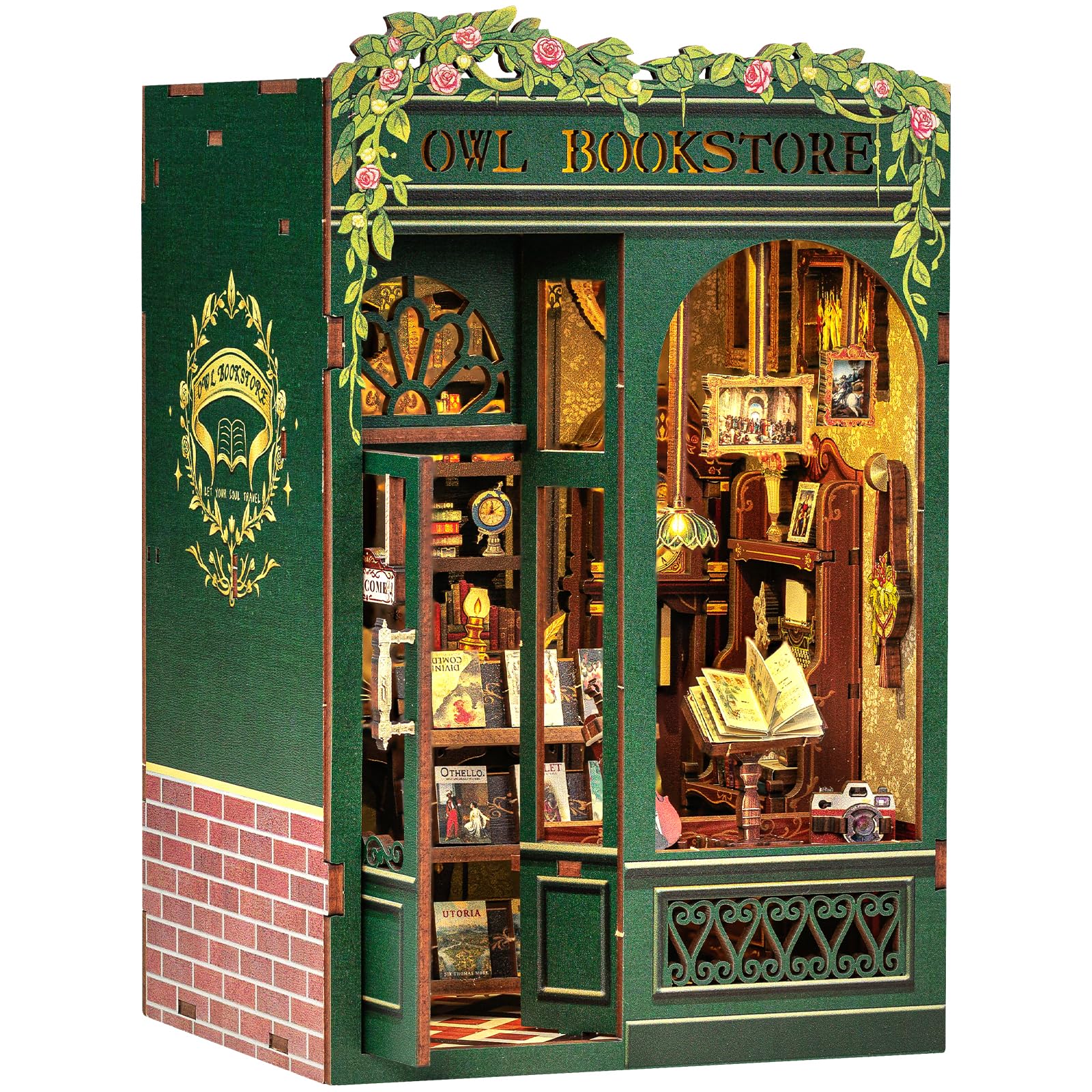 Cutefun Book Nook Kit – Creativo per Realizzare Case delle bambole, Modello in Scala per Appassionati, Donne, Ragazzi e Amanti dei Libri(OWL Bookstore)