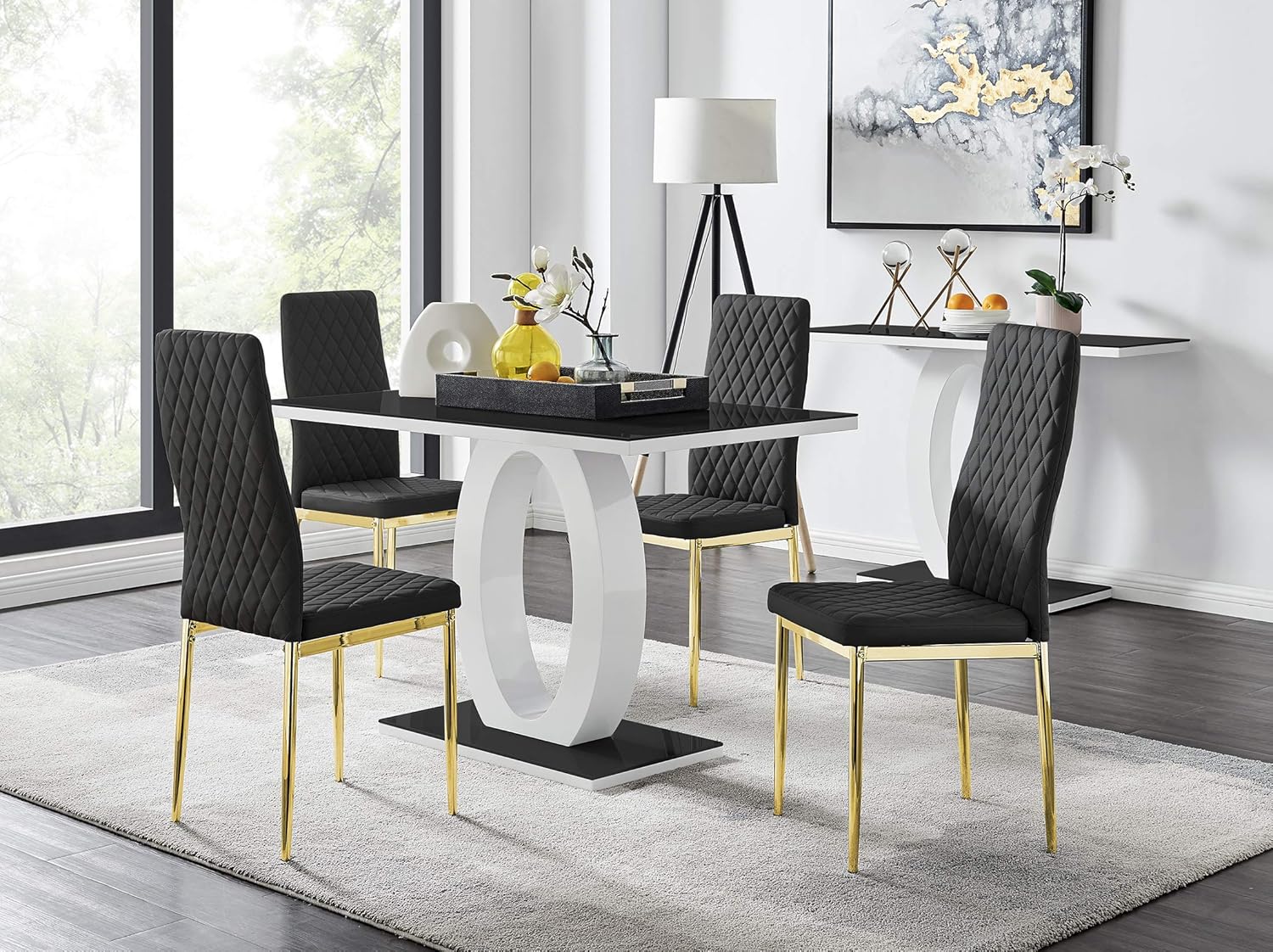 Buy Furniturebox UK Dining Set Giovani Black/White High Gloss Glass