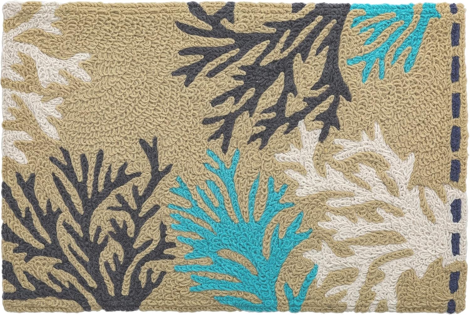Jellybean Tri Color Coral Accent Rug with Coral Reef Rug 20"x30" Doormat