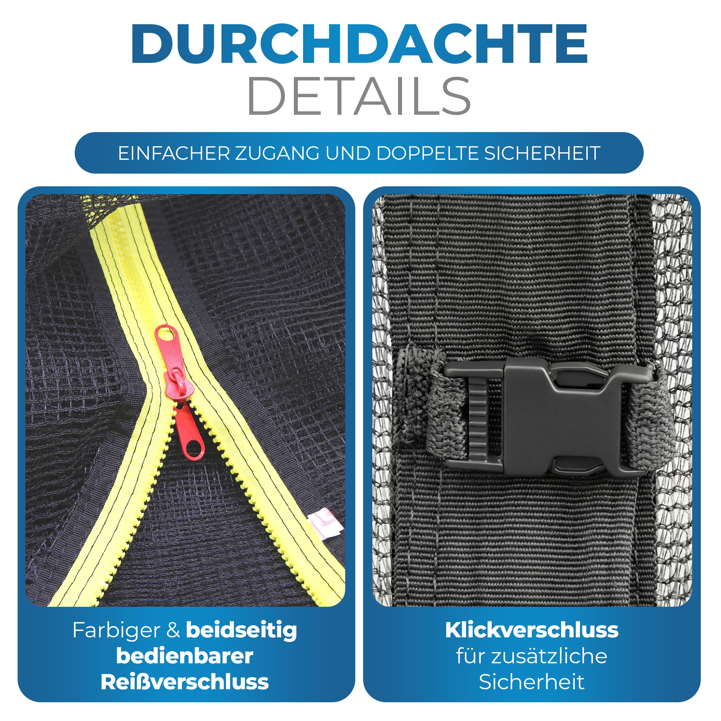 Terena Trampolin Ersatznetz Sicherheitsnetz außenliegend – Trampolinnetz – UV-beständig und reißfest – Hochwertiges Trampolin Netz Ø 244 305 366 396 427 cm