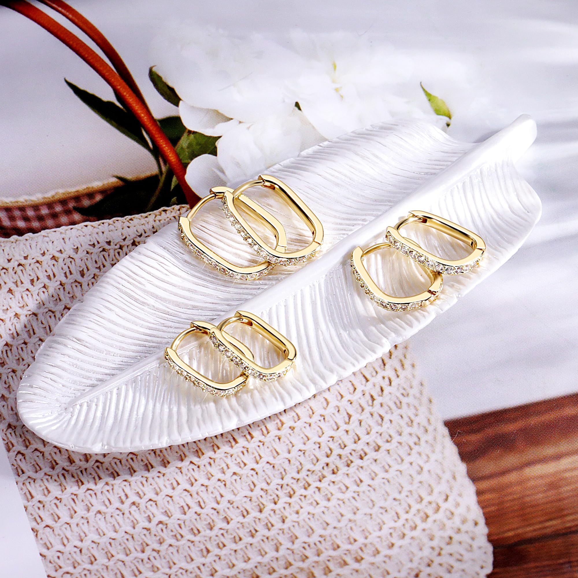 ALEXCRAFT 3Paar Creolen Gold Ohrringe Set, Damen 14 Karat vergoldet Schmuck Ohrringe Huggies Creolen Kleine Hypoallergen Ohrringe Silber 925 Schlafen Knorpel Kreolen Creolen Gold Kleine Damen Herren