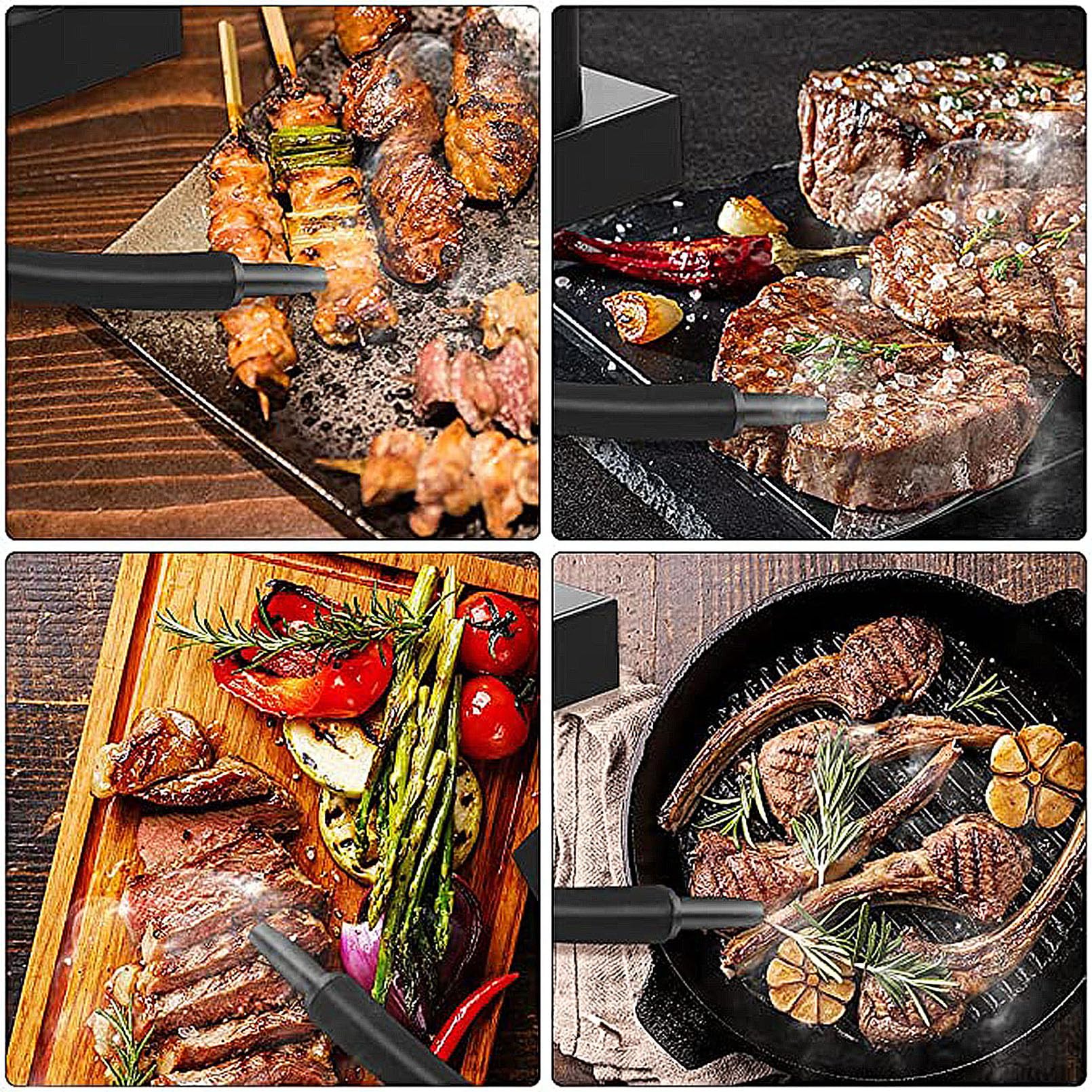 Cocktail Smoker Mini Infusor de Humo para Carne, Comida,Bebidas, Barbacoa Pistola Ahumadora Portátil de Mano para Interior Frío - Plata