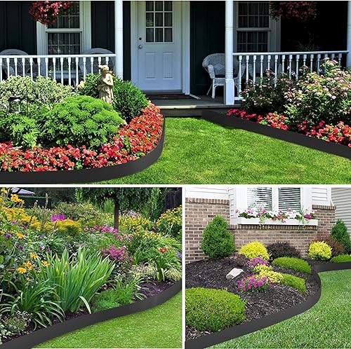 Miniatura 7 de Kit de bordes de paisaje de 33 pies y 1.5 pulgadas de alto, sin excavar bordes de jardín con 40 picos de anclaje, borde de plástico para bordes de