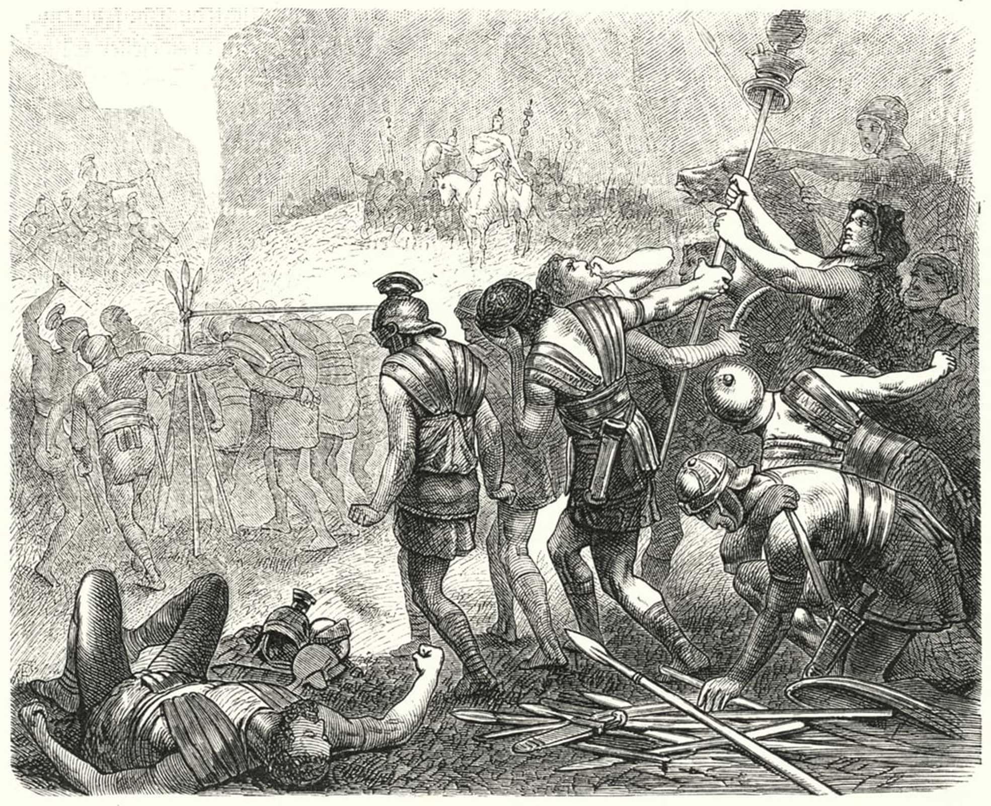POSTERIIk Vintage Print Pop Art Landscape Artwork Humiliation of the Roman Army by Hermann Vogel Art Prints for Office Home Decor 60x90cm