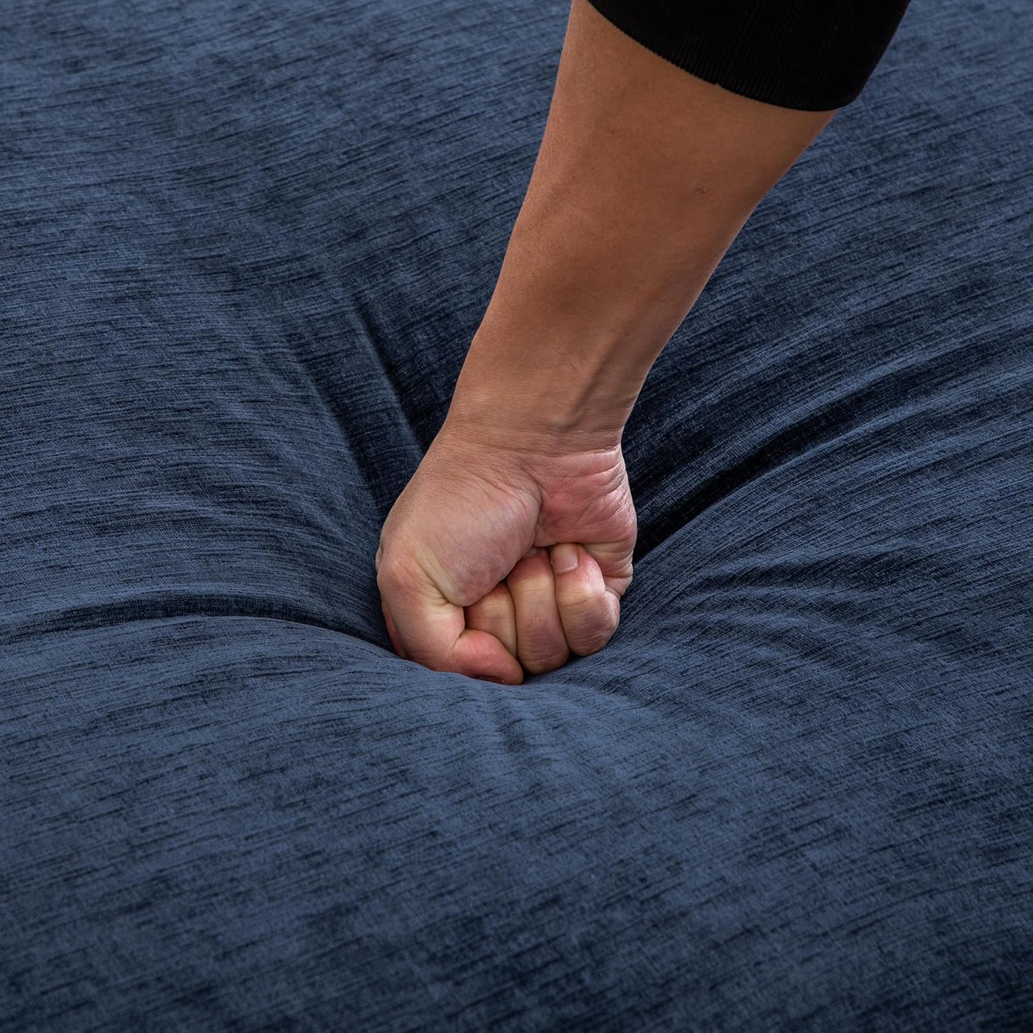 90" Oversized Upholstered Bench Navy,Extra Long End of Bed Bench with Removable Rolled Arm,Window Daybed Bench,Chenille Chaise Lounge,Extra Large Upholstered Benches for Bedroom,Living Room