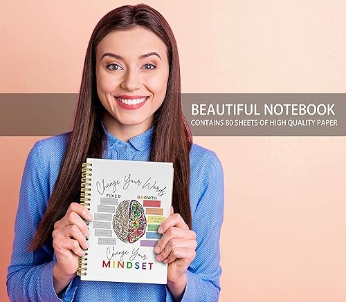 Miniatura 2 de Knibeo Diario de salud mental, cuaderno de espiral de 5.5 x 8.3 pulgadas, cuaderno de rayas universitarias para notas de trabajo, diario, regalos de