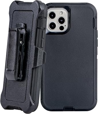 Case for iPhone 12 Pro Max 6.7" Heavy Duty Full Body Military Grade Drop Protection Carrying Cover Holder | Holster for Men Belt with Clip Stand Black