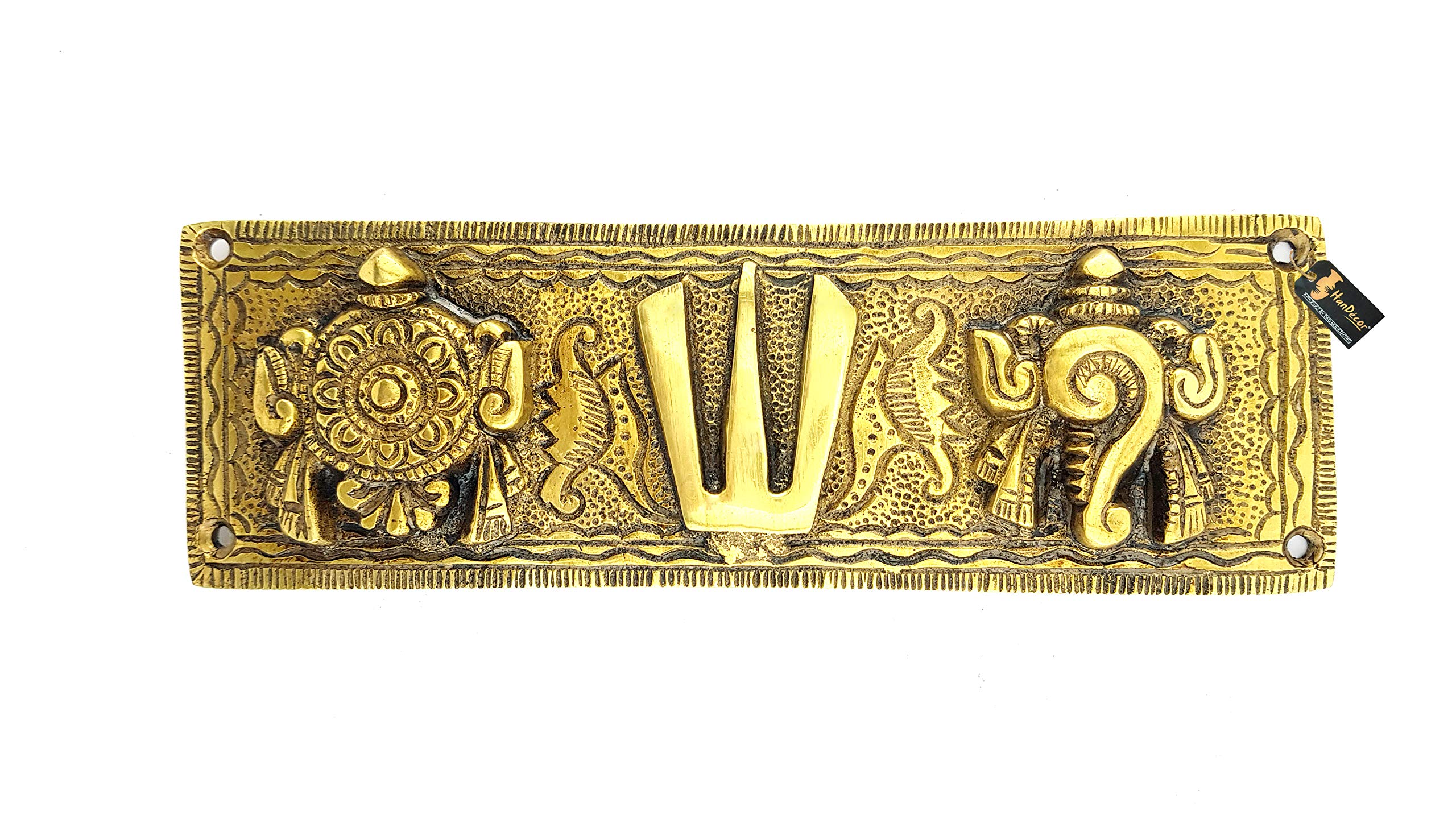 Two Moustaches Brass Shankh Chakra Namah Wall Hanging, Wall Decor, Yellow (B08XNP39LQ) Amazon Price History, Amazon Price Tracker