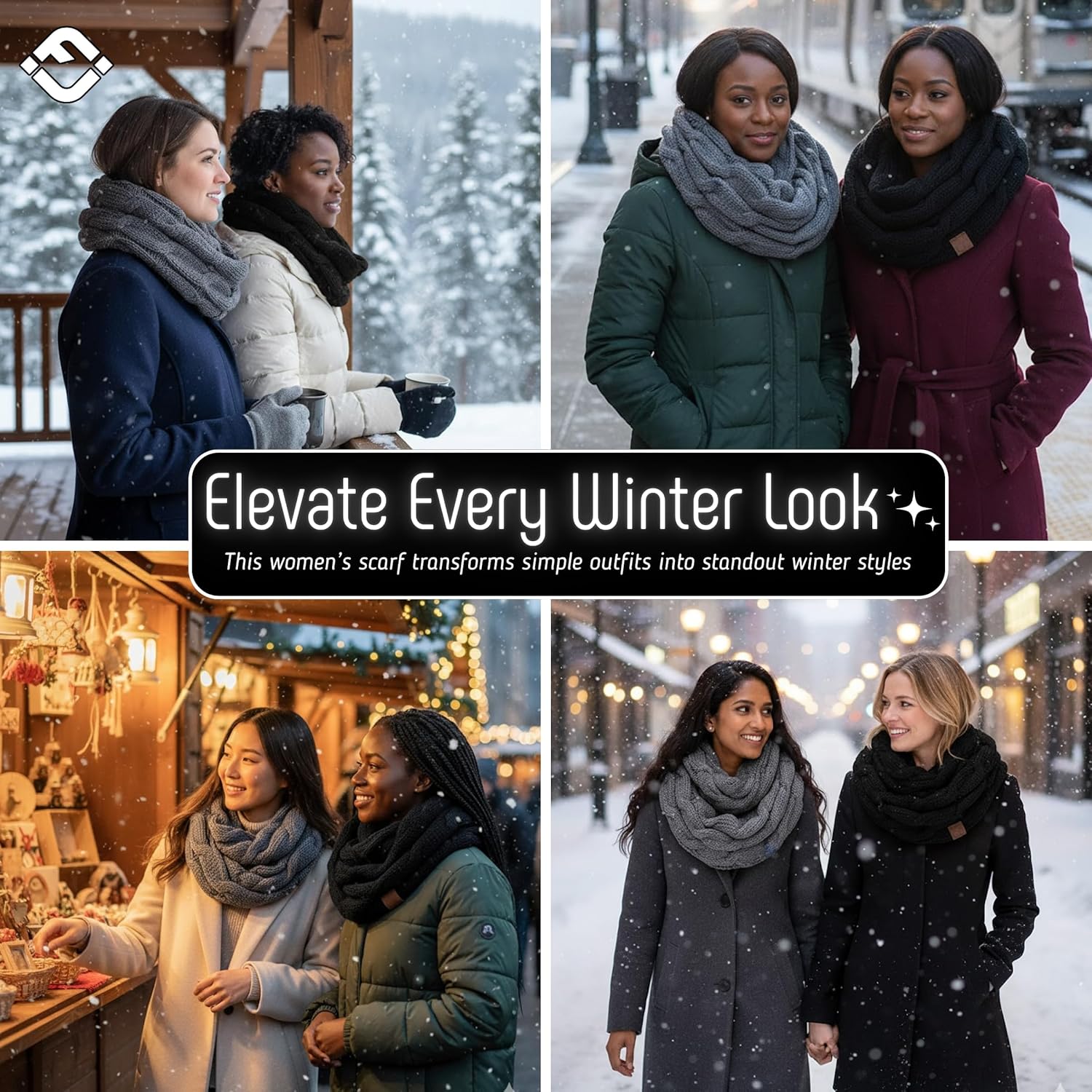 Funky Junque Infinity Scarf for Women – Oversized Chunky Winter Scarf, Colorful Fall Scarves, Soft Sweater Wrap Cozy Style - Image 5