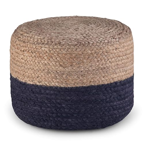 SIMPLIHOME Lydia Round Pouf - 18 inch Wide Hand Braided