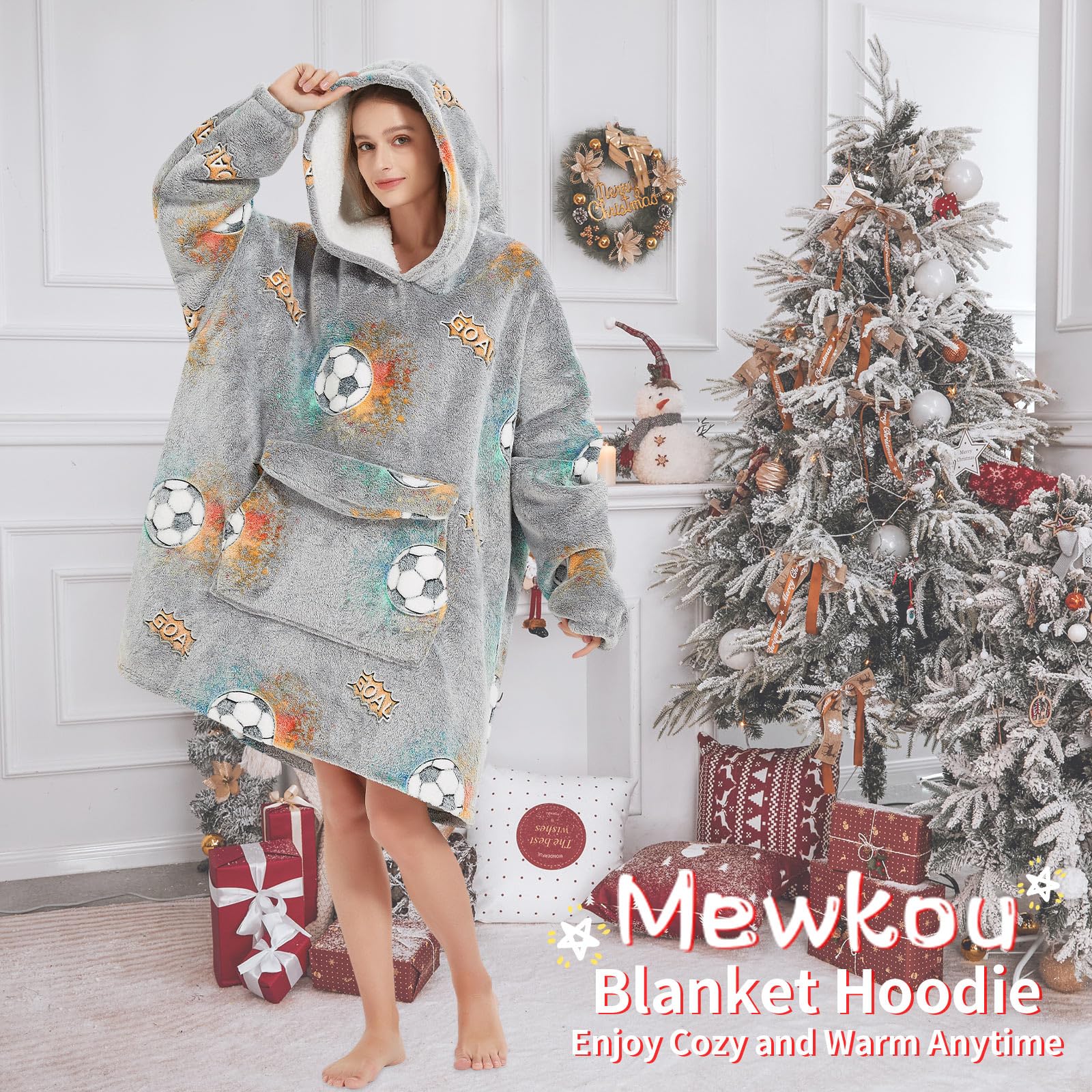 Amazon.com: Glow in The Dark Football Wearable Blanket Hoodie for  Adult,Oversized Sherpa Fleece Blanket Hoodie for Women Men,Football : Home  \u0026 Kitchen