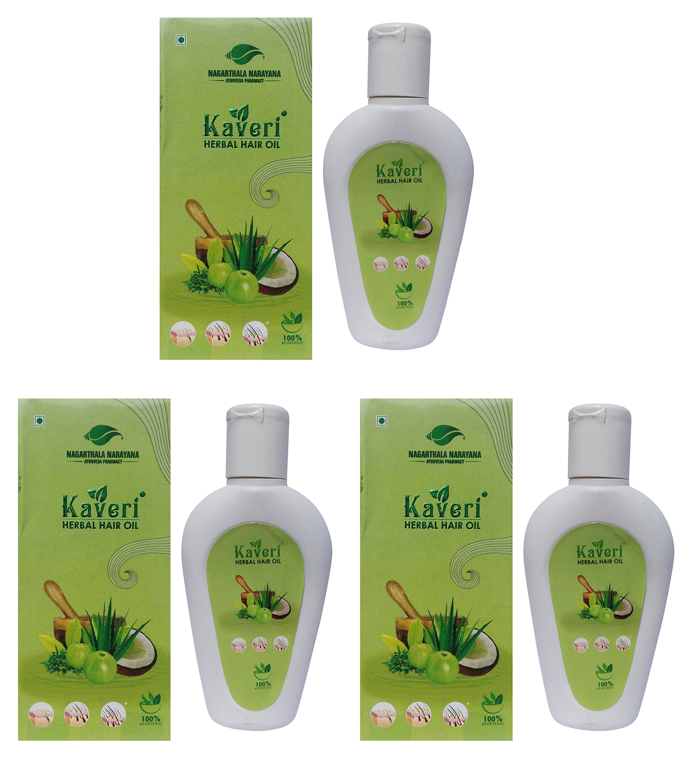 Nagarthala Narayana Ayurveda PharmacyKaveri Herbal Hair Oils, 100 ml (Pack of 3)