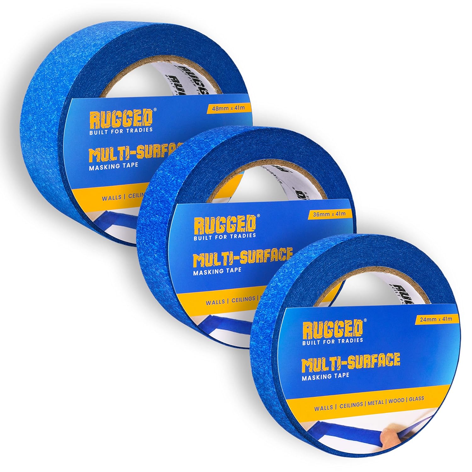RUGGED MultiSurface Premium Masking Tape Painters Tape, Indoor & Outdoor. For Walls Ceilings
