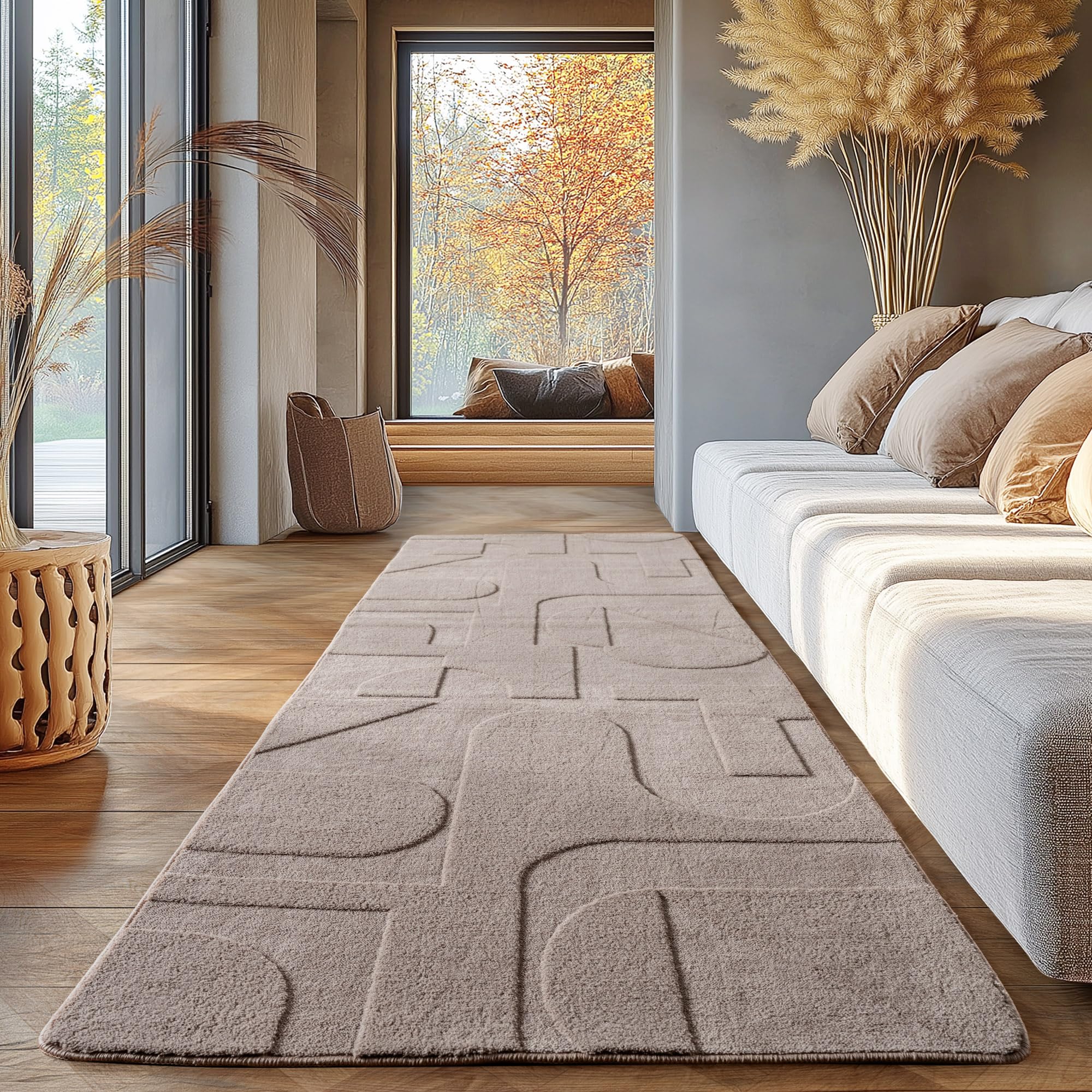 SIMPEX Boho Teppich Weicher Skandinavischer Kurzflor mit 3D-Effekt, Waschbar & Pflegeleicht, Moderner Teppich für Wohnzimmer, Esszimmer oder Schlafzimmer