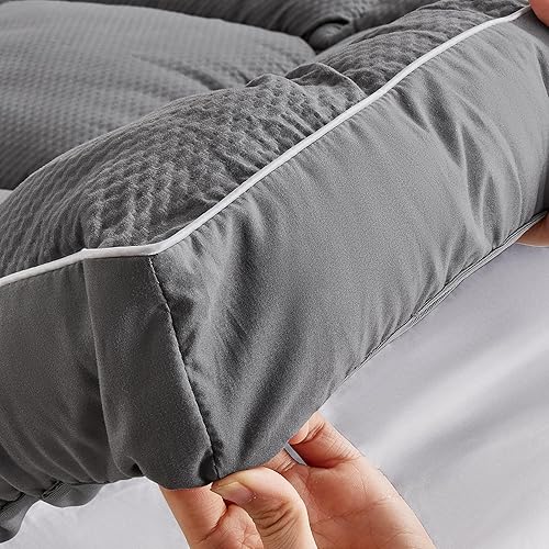 Miniatura 3 de Cubrecolchón con parte superior de almohada, ultra grueso, esponjoso, suave, acolchado, transpirable, sin ruido, calidad de hotel con relleno