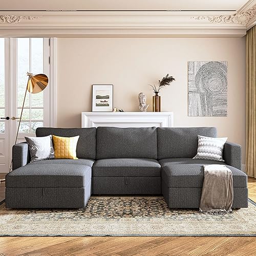 Miniatura 7 de HONBAY Módulo de respaldo de reposabrazos para sofá modular de gran tamaño, marco traseroreposabrazos izquierdo o derecho, gris oscuro