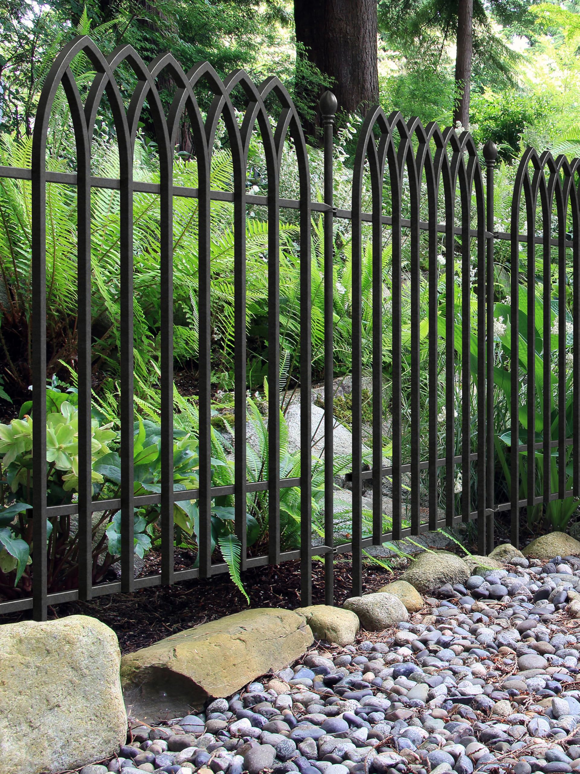 121cm Gothic Fence Section - Black Galvanised Steel - Panacea Fence System