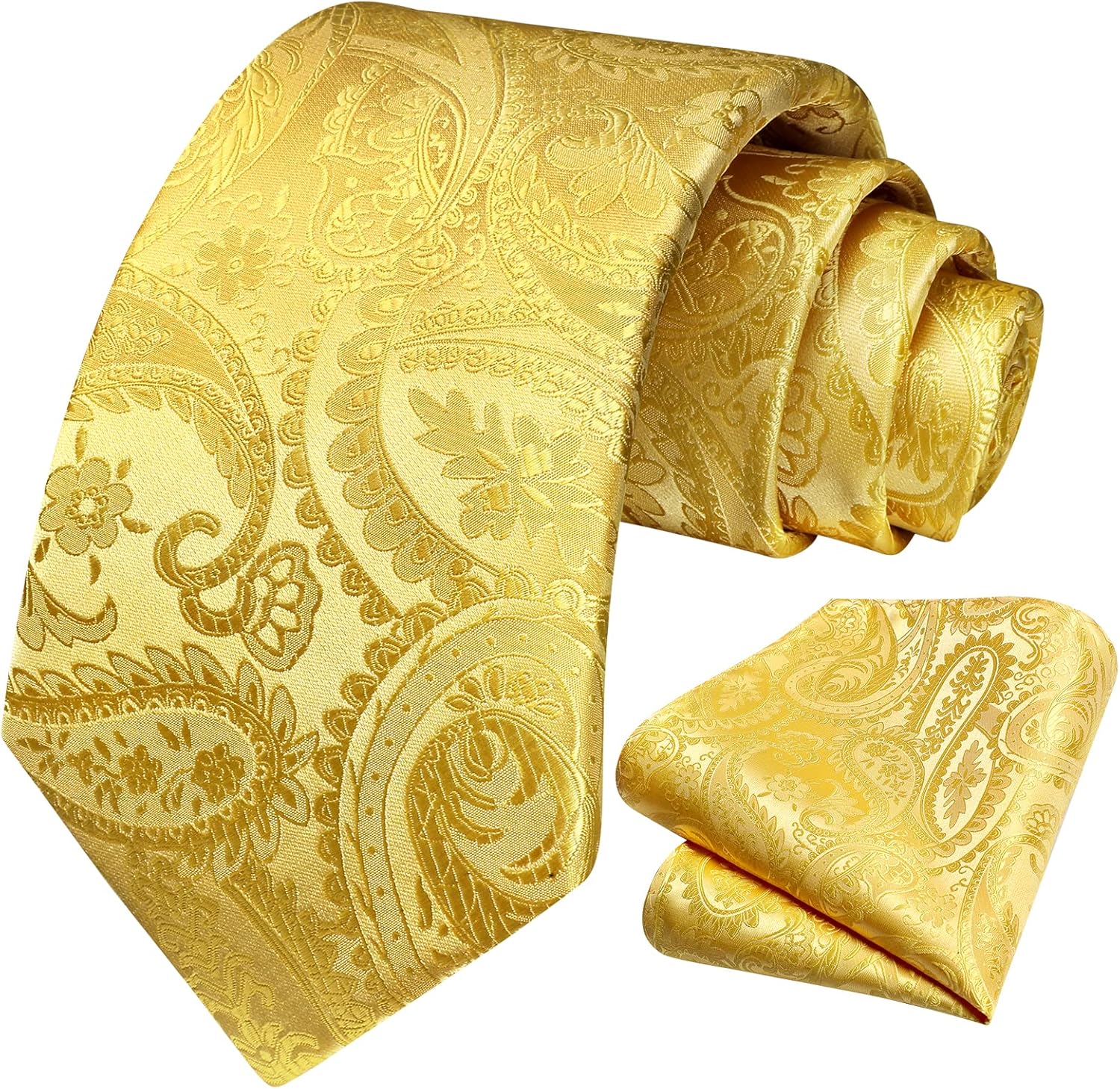 HISDERN Paisley Ties for Men Solid Tie Handkerchief Floral Men's Necktie & Pocket Square Set Wedding Classic Mens Ties - Image 2