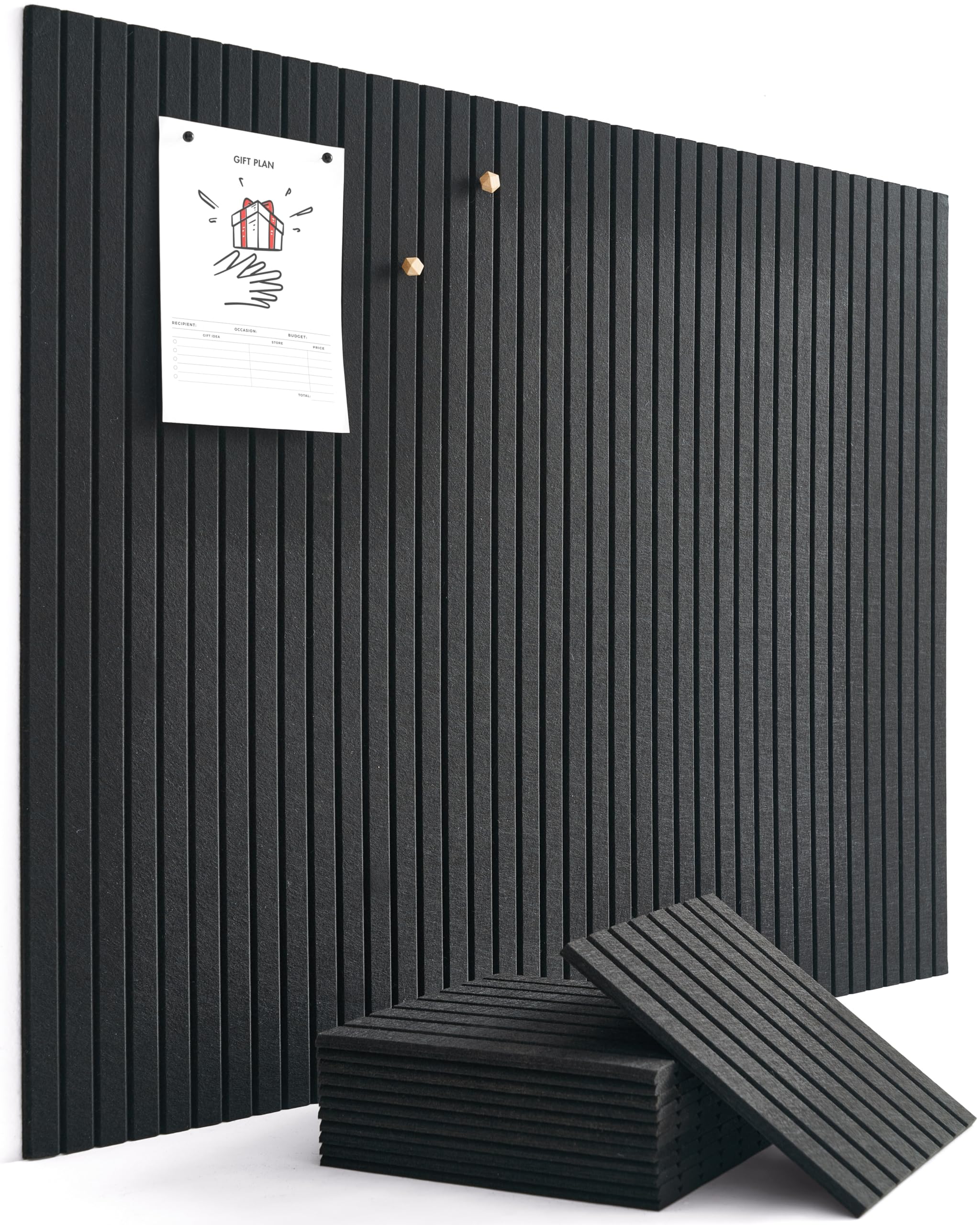 Large Bulletin Board 48"x36" - Office Wall Organizer to Replace your Old Cork Boards for Walls for Office Decor - 12-pack Felt Wall Panels for Use in Home Office Decor, Classroom Decor (Black)