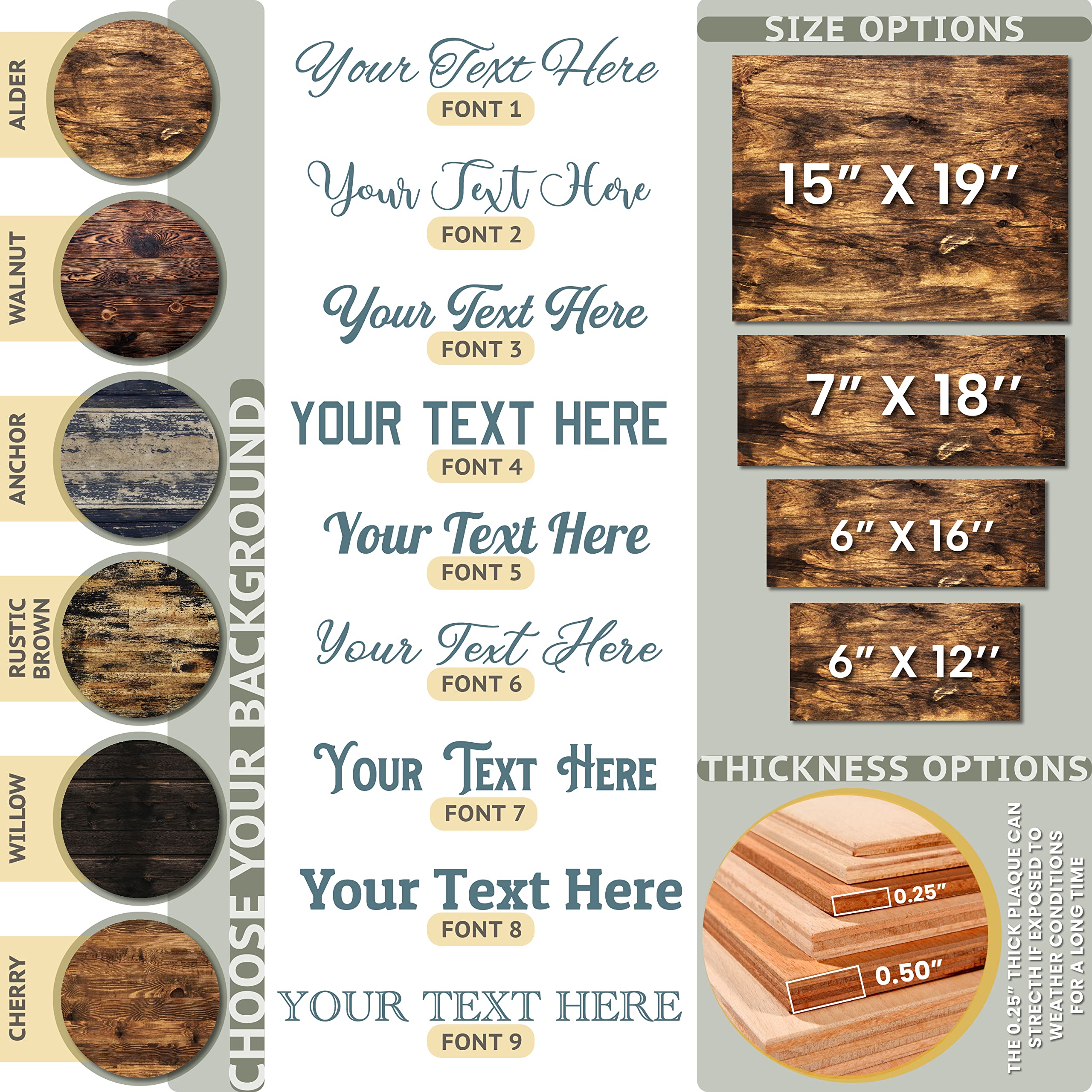 Personalized Wood Sign with 9 Font and 6 Color Options – Customized Wooden Home Décor for Father’s Day, Mother’s Day, Christmas, Housewarming, or Birthday Gifts
