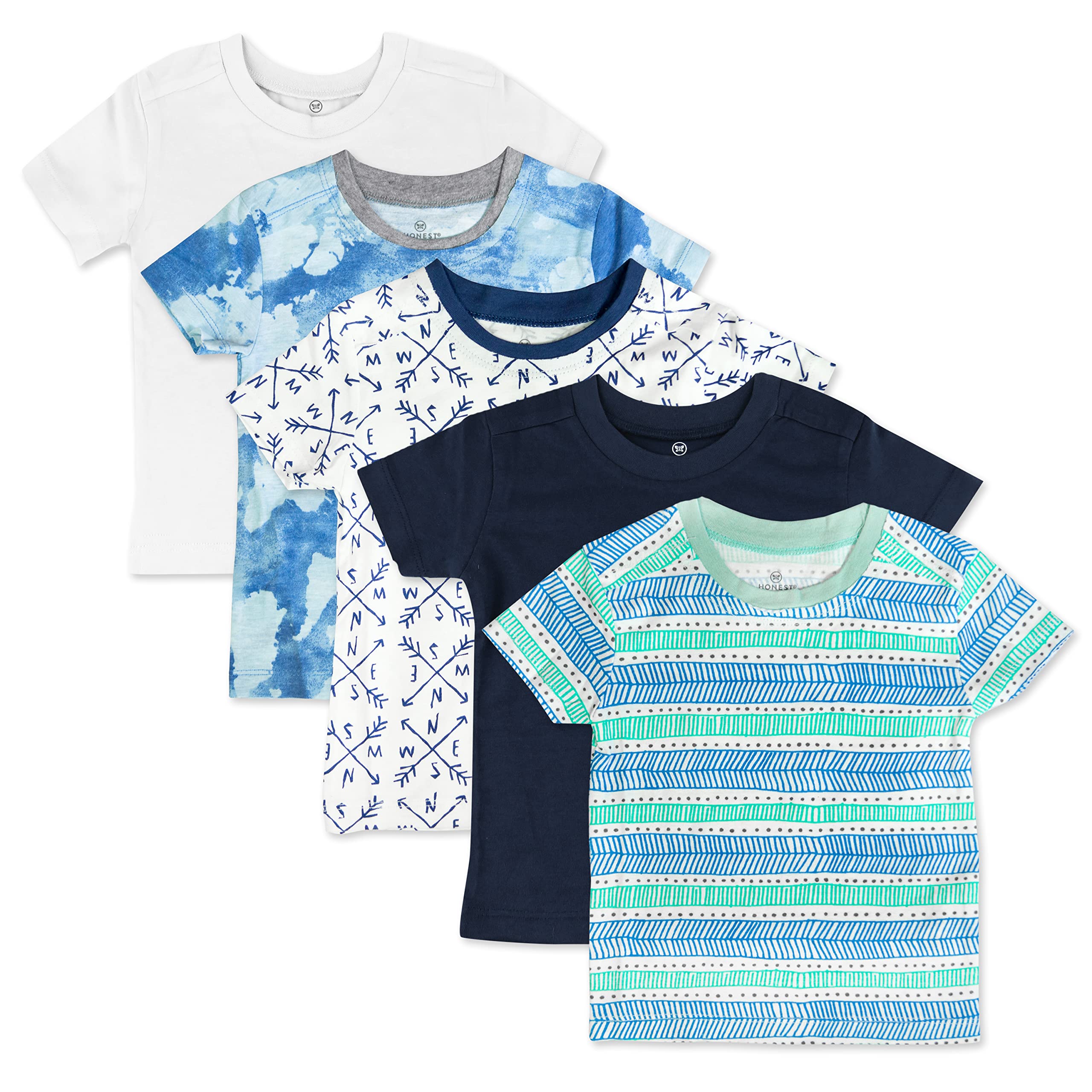 HonestBaby Baby Toddler &amp; Kids' 100% Organic Cotton Short Sleeve T-Shirts (10-Pack)