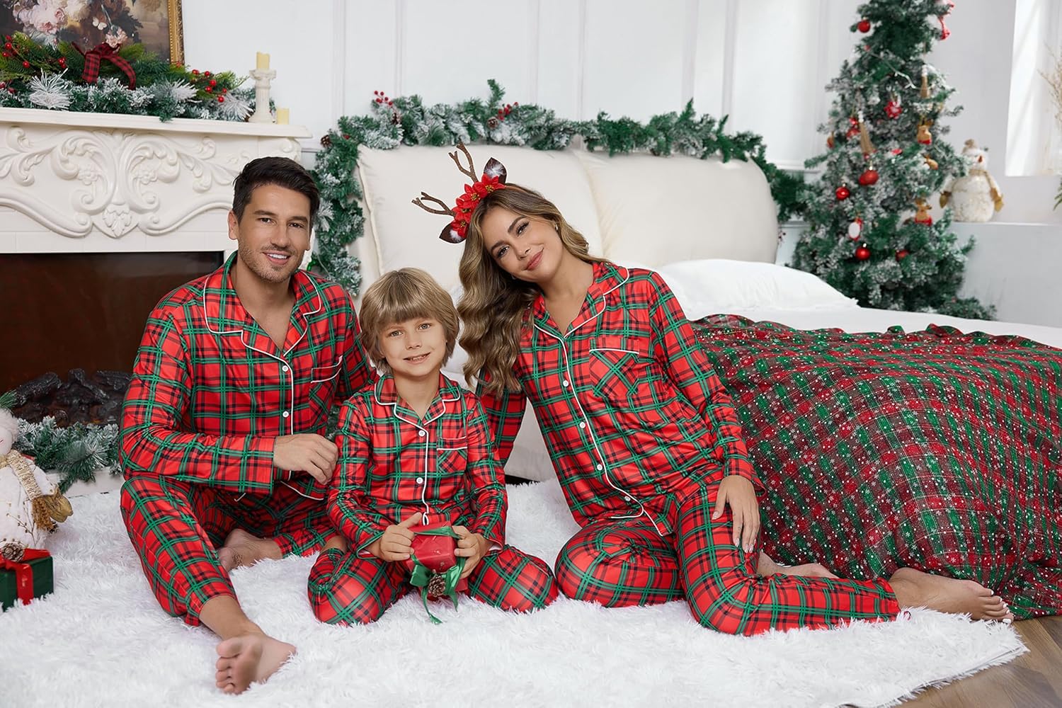iClosam Christmas Family Matching Pajamas Set Long Sleeve Button Down Pjs Festival Party Sleepwear for Women Men - Image 4