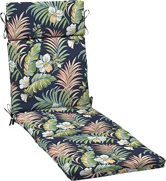 Arden Outdoor Chaise Cushion, 21 in x 72 in, Weather-Proof, Rain-Proof, Fade Resistant Patio Cushion for Chaise Lounger Simone Blue Tropical