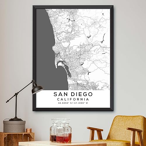 Mapa de San Diego, California, Light 2 (24x36)