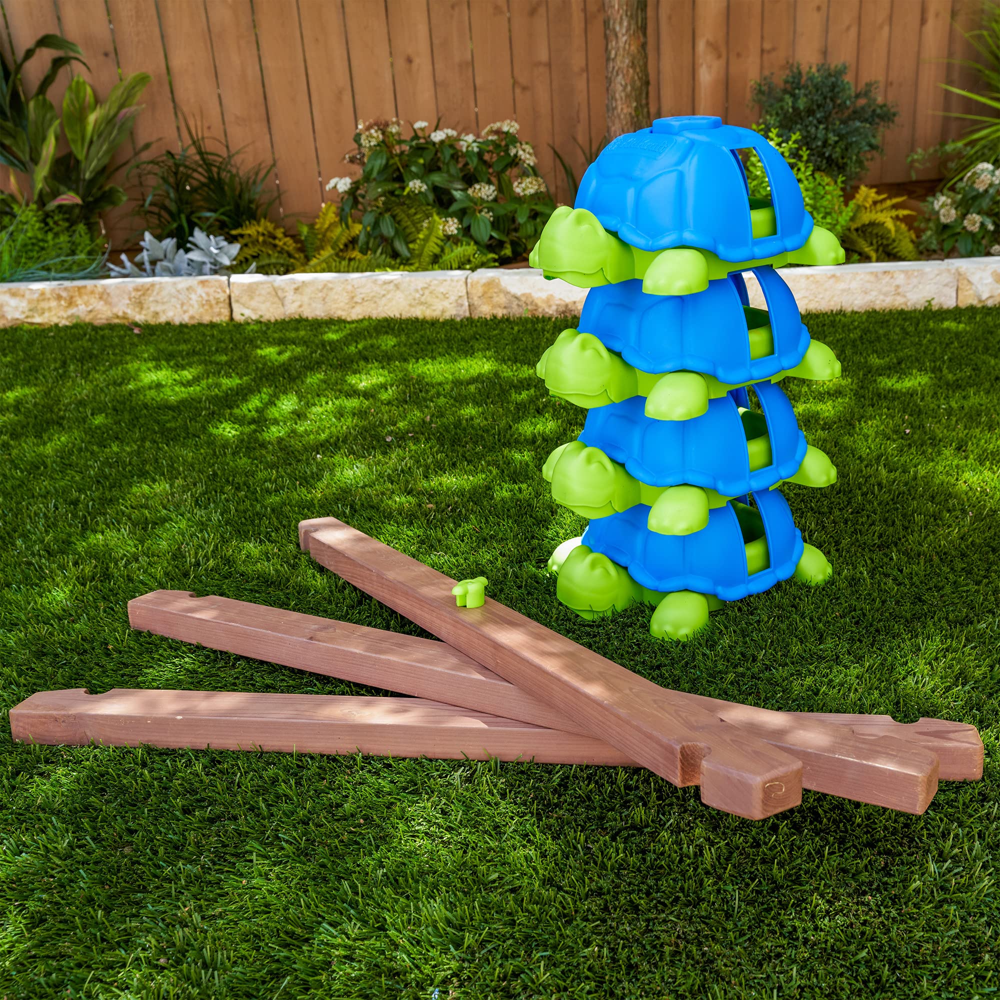KidKraft Tortuga Barra de Equilibrio de Madera y piedrecita en Forma de Tortugas chillonas, Parque Infantil Exterior y Interior, Juguetes niños 2+ años (20080)