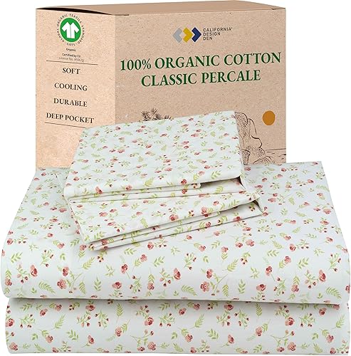 Vista 40 de California Design Den Sábanas de tamaño Queen – Sábanas suaves 100% 100% algodón orgánico con bolsillos profundos, percal nítido, transpirable y 04
